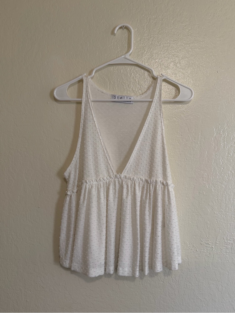 VICI White Swiss Dot V-Neck Flowy Camisole
